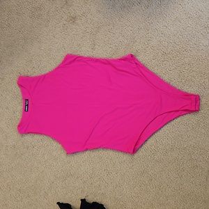 Bright pink Shein body suit with snaps